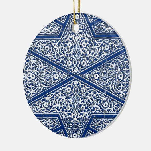 Perzisch tegelpatroon - kobalt blauw en wit keramisch ornament (Links)