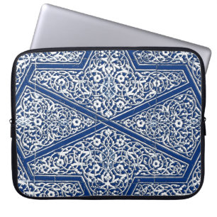 Perzisch tegelpatroon - kobalt blauw en wit laptop sleeve