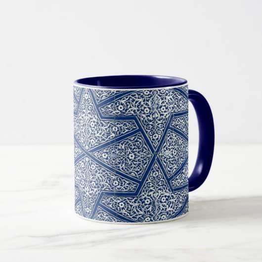 Perzisch tegelpatroon - kobalt blauw en wit mok (Voorkant rechts)