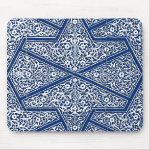 Perzisch tegelpatroon - kobalt blauw en wit muismat