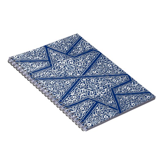 Perzisch tegelpatroon - kobalt blauw en wit notitieboek (Rechterzijde)