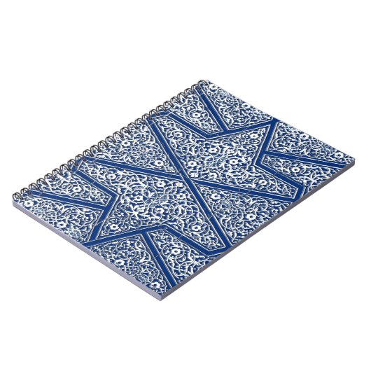 Perzisch tegelpatroon - kobalt blauw en wit notitieboek (Linkerzijde)