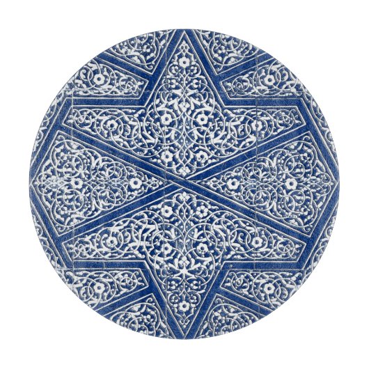 Perzisch tegelpatroon - kobalt blauw en wit snijplank (Voorkant)