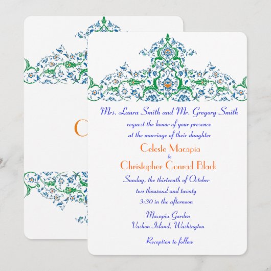 Perzisch Turks Arabisch Marokkaans huwelijk of par Kaart (Voorkant / Achterkant)