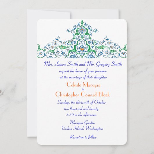 Perzisch Turks Arabisch Marokkaans huwelijk of par Kaart (Voorkant)