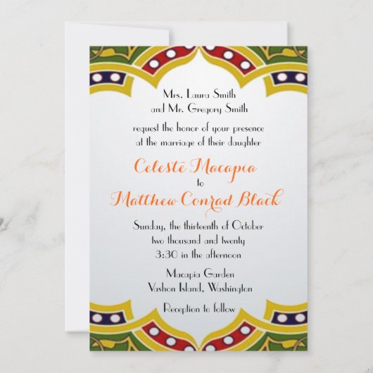 Perzisch Turks Arabisch Marokkaans huwelijk of par Kaart (Achterkant)