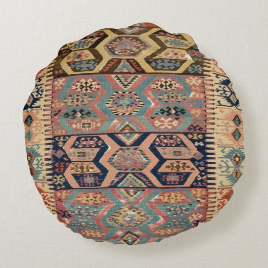 Perzisch Turks Kilim Carpet Rug Antiek Kilim Rond Kussen (Achterkant)