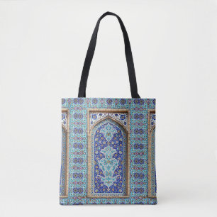Perzisch uitgeputte muurontwerptas met betegeling tote bag