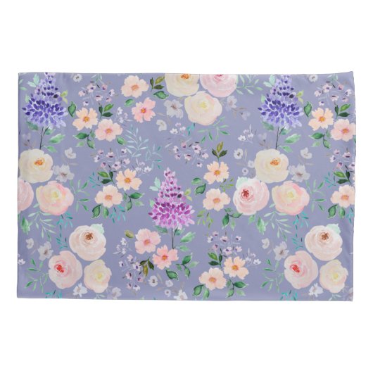 Perzisch Violet Waterverf Floral Kussensloop (Achterkant)