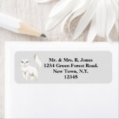 Perzisch wit kat adres etiket (Insitu)