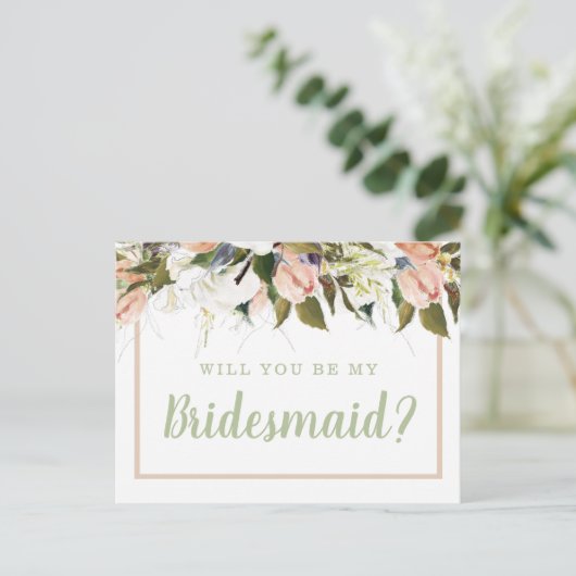 Perzisch wit land - voorstel voor Floral Bridesmai Briefkaart (Staand voorkant)