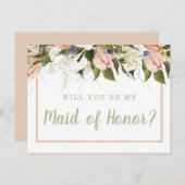 Perzisch Witte Land Floral Maid of Honor-Voorstel Briefkaart (Voorkant / Achterkant)