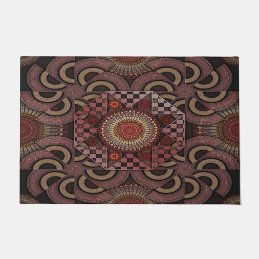 Perzisch zonniest omgevormd etnische halve cirkel deurmat (Voorkant)