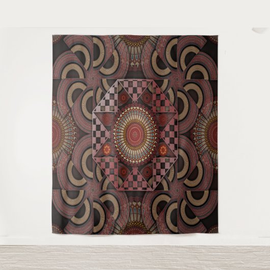 Perzisch zonniest omgevormd etnische halve cirkel wandkleed (Voorkant)