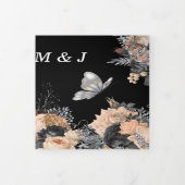 Perzisch zwart roos met glitter vlinder DIY foto Drieluik Uitnodiging (Cover)