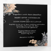 Perzisch zwart roos met glitter vlinder DIY foto Drieluik Uitnodiging (Binnenzijde eerst)