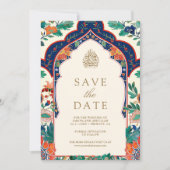 Perzische bloem inleg crème moslim bruiloft save the date (Voorkant)