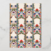 Perzische Bloemen Inlay Cream Moslim Trouwen Goud Folie Uitnodiging (Achterkant)