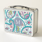 Perzische Boteh Paisley Patroon Monogram Lunchbox (Achterkant)