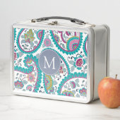 Perzische Boteh Paisley Patroon Monogram Lunchbox (In situ)