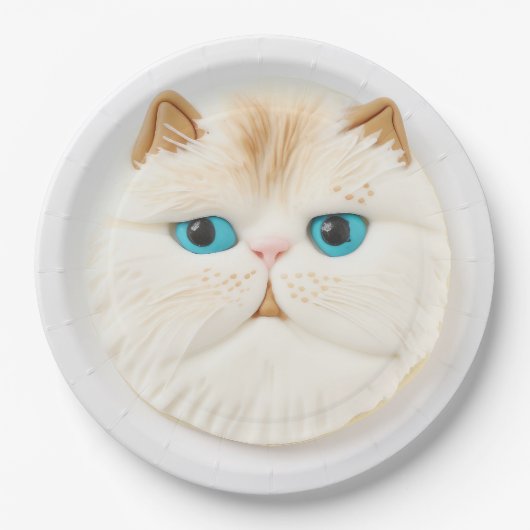 Perzische Cat 3D geïnspireerd Papieren Bordje (Voorkant)
