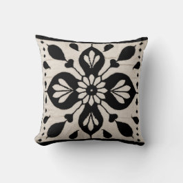 Perzische elegantie: handgemaakte zwart-witte Kili Kussen