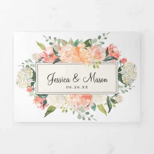  Perzische Floral Wedding Tri-Fold Uitnodigingen (Cover)