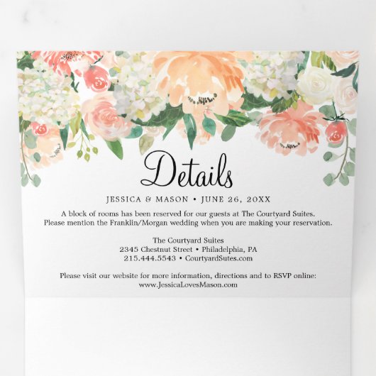 Perzische Floral Wedding Tri-Fold Uitnodigingen (Binnenzijde eerst)