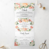  Perzische Floral Wedding Tri-Fold Uitnodigingen (Binnen)