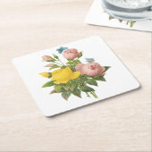 Perzische gele roos, thee-roos van Redouté Kartonnen Onderzetters (Schuin)