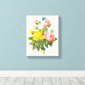Perzische Gele Rozenthee Rozen van Redoute Canvas Afdruk (Insitu (Houten vloer))