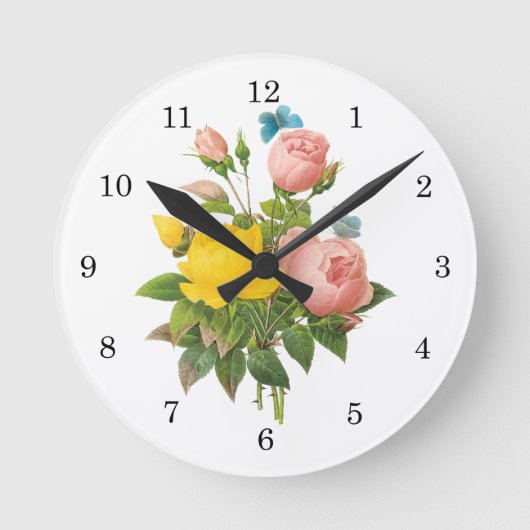 Perzische Gele Rozenthee Rozen van Redoute Ronde Klok (Voorkant)