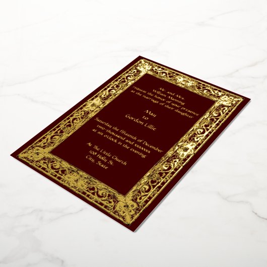  Perzische grens bruiloft Folie Uitnodiging (Gedraaid)