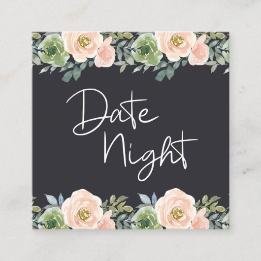 Perzische groene marinepasta Floral Date Night Car Vierkante Visitekaartje (Voorkant)