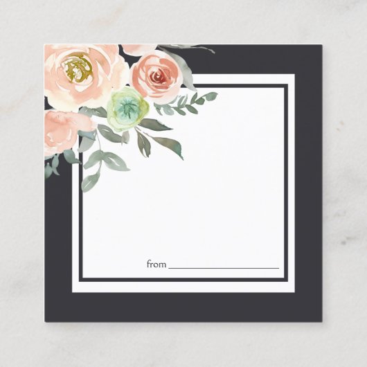 Perzische groene marinepasta Floral Date Night Car Vierkante Visitekaartje (Achterkant)