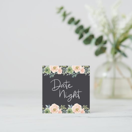 Perzische groene marinepasta Floral Date Night Car Vierkante Visitekaartje (Staand voorkant)