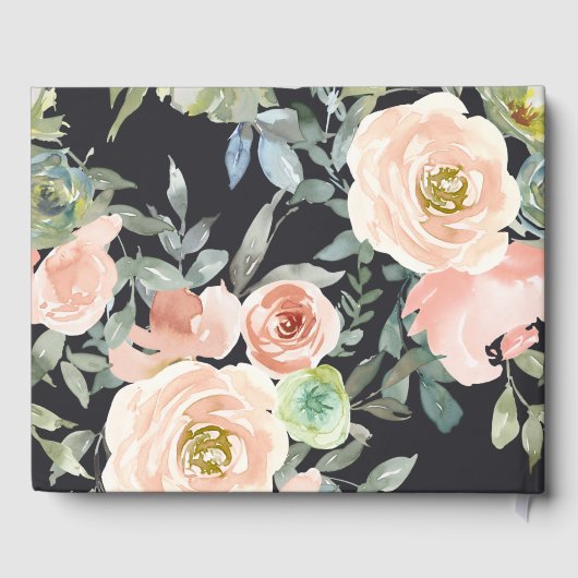 Perzische groene marinepasta Floral Wedding Gastenboek (Achterkant)