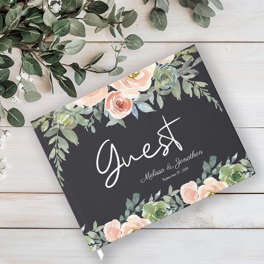 Perzische groene marinepasta Floral Wedding Gastenboek