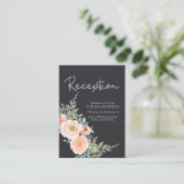 Perzische groene marinepasta Floral Wedding Informatiekaartje (Staand voorkant)