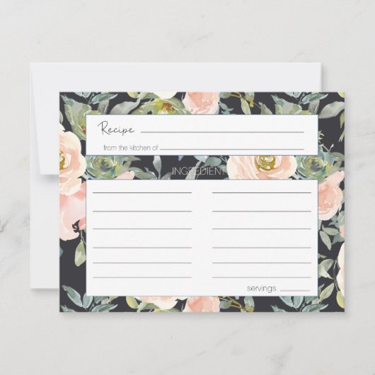 Perzische groene marinepasta Floral Wedding Recipc Notitiekaartje (Voorkant)