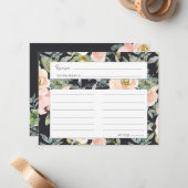 Perzische groene marinepasta Floral Wedding Recipc Notitiekaartje (Voorkant / Achterkant in situ)