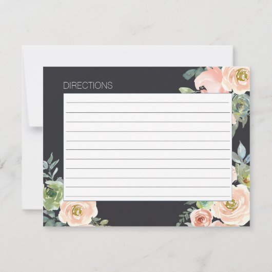 Perzische groene marinepasta Floral Wedding Recipc Notitiekaartje (Achterkant)