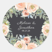 Perzische groene marinepasta Floral Wedding Ronde Sticker (Voorkant)