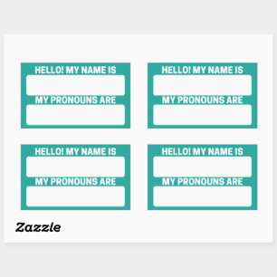 Perzische groene naam & Pronoun-labels Rechthoekige Sticker