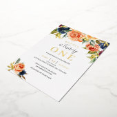 Perzische Herfst najaar meisje 1 geboorte Folie Uitnodiging (Gedraaid)