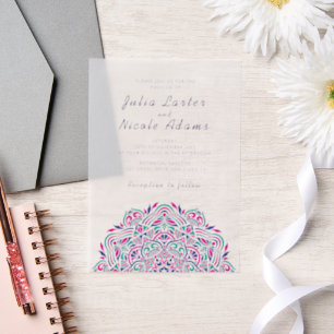 Perzische Jewel Arch Ordinaat Mandala Bruiloft Vellum Uitnodigingen