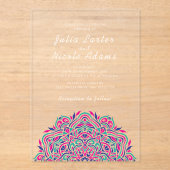 Perzische Juweel Boog Ordinaat Mandala bruiloft Acryl Uitnodigingen (Voorkant)