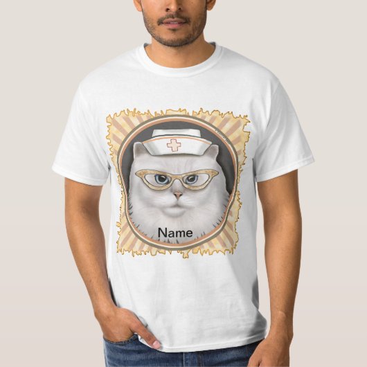 Perzische kat aangepaste verpleegster t-shirt (Voorkant)