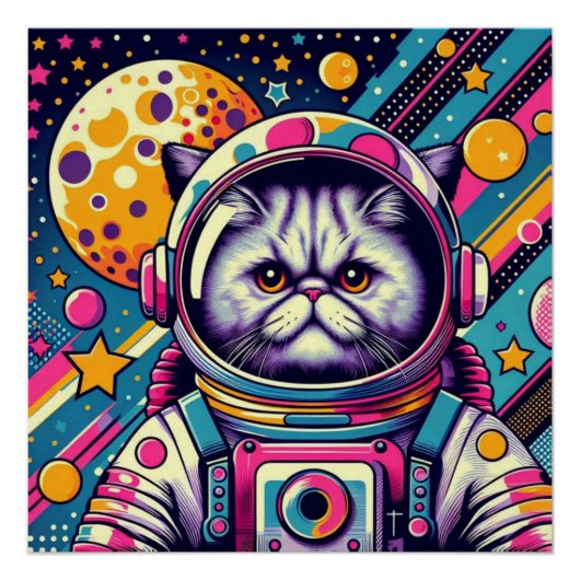 PERZISCHE KAT-ASTRONAUT 8 PERFECT POSTER (Voorkant)