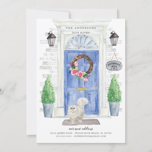 Perzische kat Blauwe deur Bewegende Aankondiging (Voorkant)